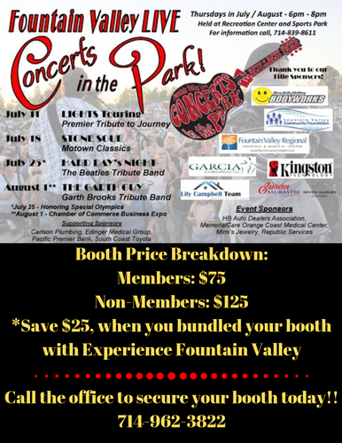 Secure a Booth at the Fountain Valley Concerts in the Park – The City ...