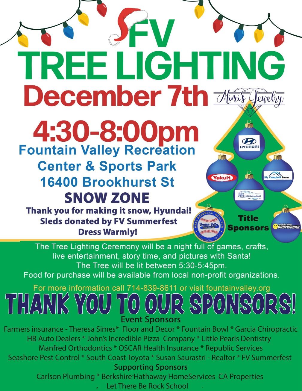 Rain or Shine it’s the Fountain Valley Tree Lighting Time! The City